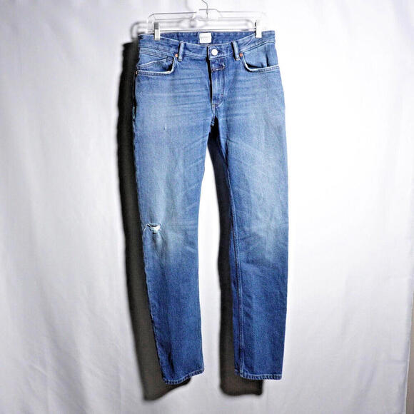 CLOSED ITALY Mens Unity Slim Jeans Blue Denim Distressed 32 Premium $280‎ Casual - Picture 1 of 14